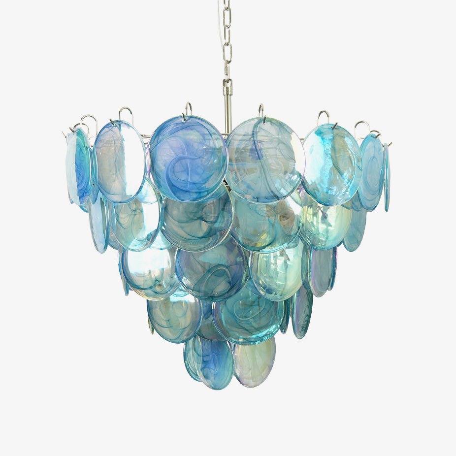 Blue Glass Disc Chandelier