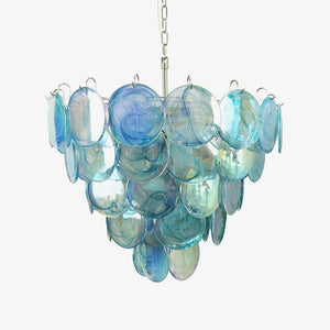 Blue Glass Disc Chandelier