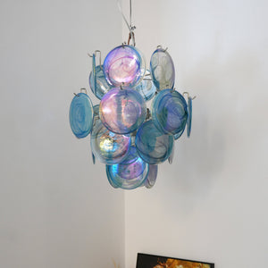 Blue Disc Glass Chandelier