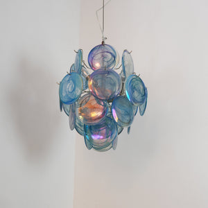 Blue Disc Glass Chandelier