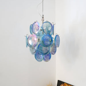 Blue Disc Glass Chandelier