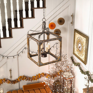 Boho Rustic Cube Chandelier