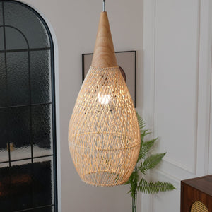 Braided Rattan Swag Pendant Lamp