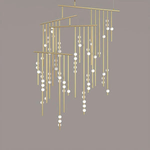 Brass Glass Drop Chandelier