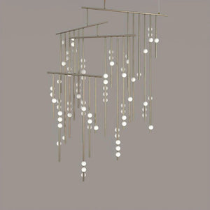 Brass Glass Drop Chandelier