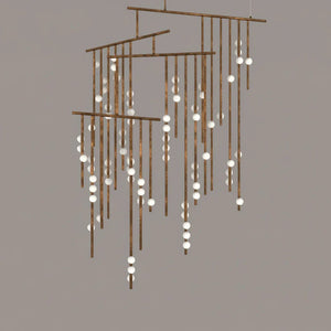 Brass Glass Drop Chandelier