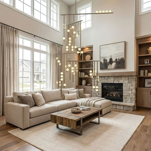 Brass Glass Drop Chandelier