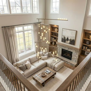 Brass Glass Drop Chandelier