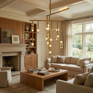 Brass Glass Drop Chandelier