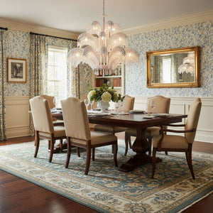 Brass Palm Leaf Crystal Chandelier