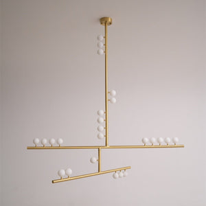 Brass Glass Drop Chandelier