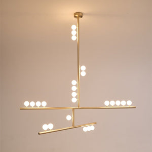 Brass Glass Drop Chandelier