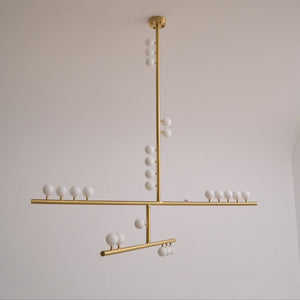 Brass Glass Drop Chandelier