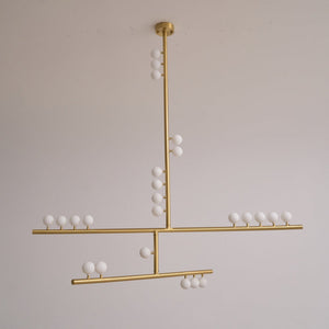 Brass Glass Drop Chandelier