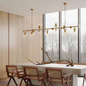 Brass Glass Globe Chandelier