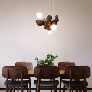 Bubble Wood Balls Chandelier