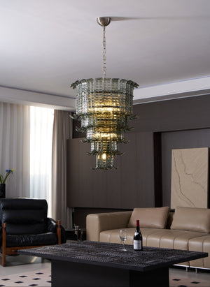 Cascade Glass Green Chandelier