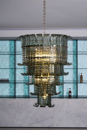 Cascade Glass Green Chandelier