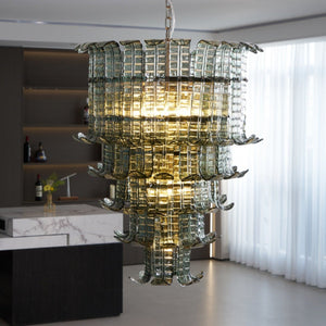 Cascade Glass Green Chandelier