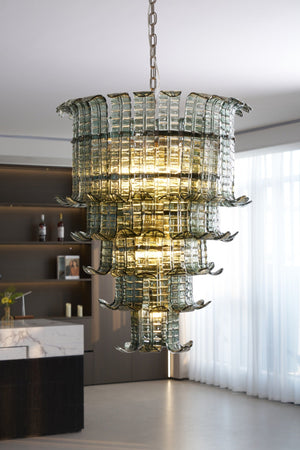 Cascade Glass Green Chandelier