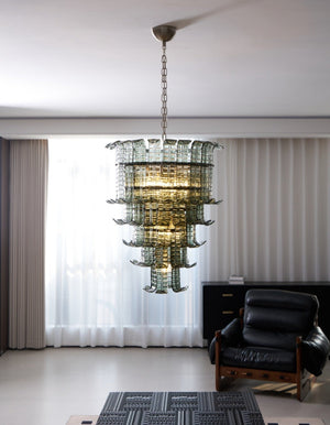 Cascade Glass Green Chandelier