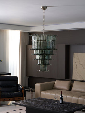 Cascade Glass Green Chandelier