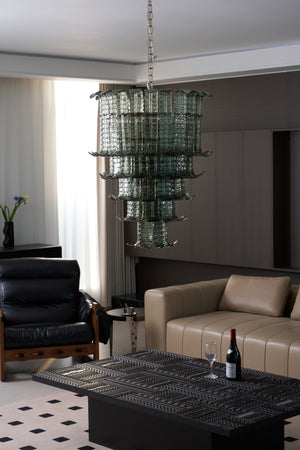 Cascade Glass Green Chandelier