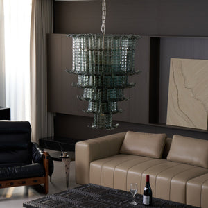 Cascade Glass Green Chandelier