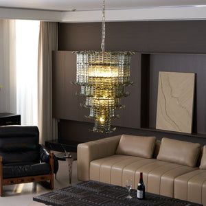 Cascade Glass Green Chandelier