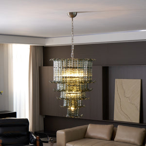 Cascade Glass Green Chandelier