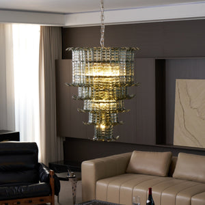 Cascade Glass Green Chandelier