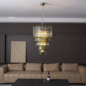 Cascade Glass Green Chandelier