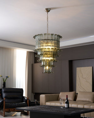 Cascade Glass Green Chandelier