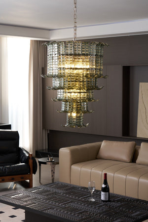Cascade Glass Green Chandelier