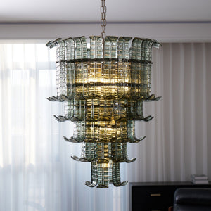 Cascade Glass Green Chandelier