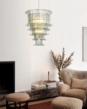 Cascade Glass Green Chandelier