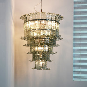 Cascade Glass Green Chandelier