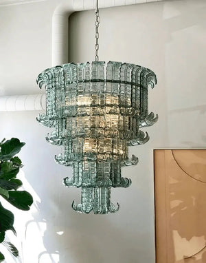 Cascade Glass Green Chandelier