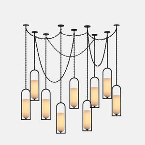 Cascading Chain Lantern Chandelier