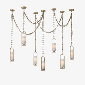 Cascading Chain Lantern Chandelier