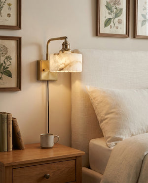 Cavella Alabaster Plug In Wall Sconce