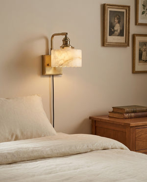 Cavella Alabaster Plug In Wall Sconce