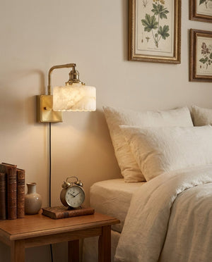 Cavella Alabaster Plug In Wall Sconce