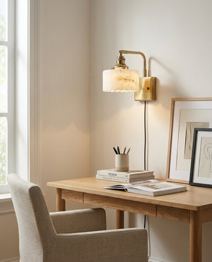 Cavella Alabaster Plug In Wall Sconce