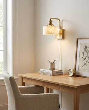 Cavella Alabaster Plug In Wall Sconce