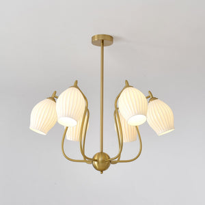 Ceramic Ribbed Chandelier