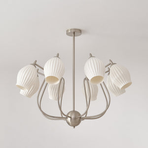 Ceramic Ribbed Chandelier