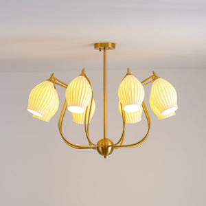 Ceramic Ribbed Chandelier