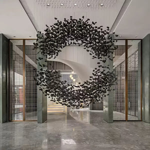 The Charcoal Halo LED Chandelier | Custom Size & Made-to-Order Lighting for Luxury Homes & Commercial Spaces