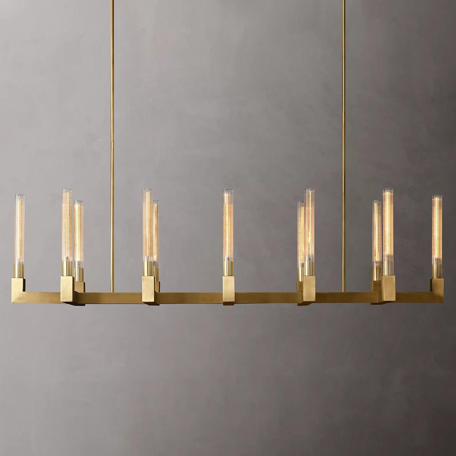 Brass rectangular glass chandeliers - Docos